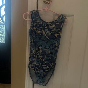Plum Practicewear Kids Camouflage Leotard, Size Child Large